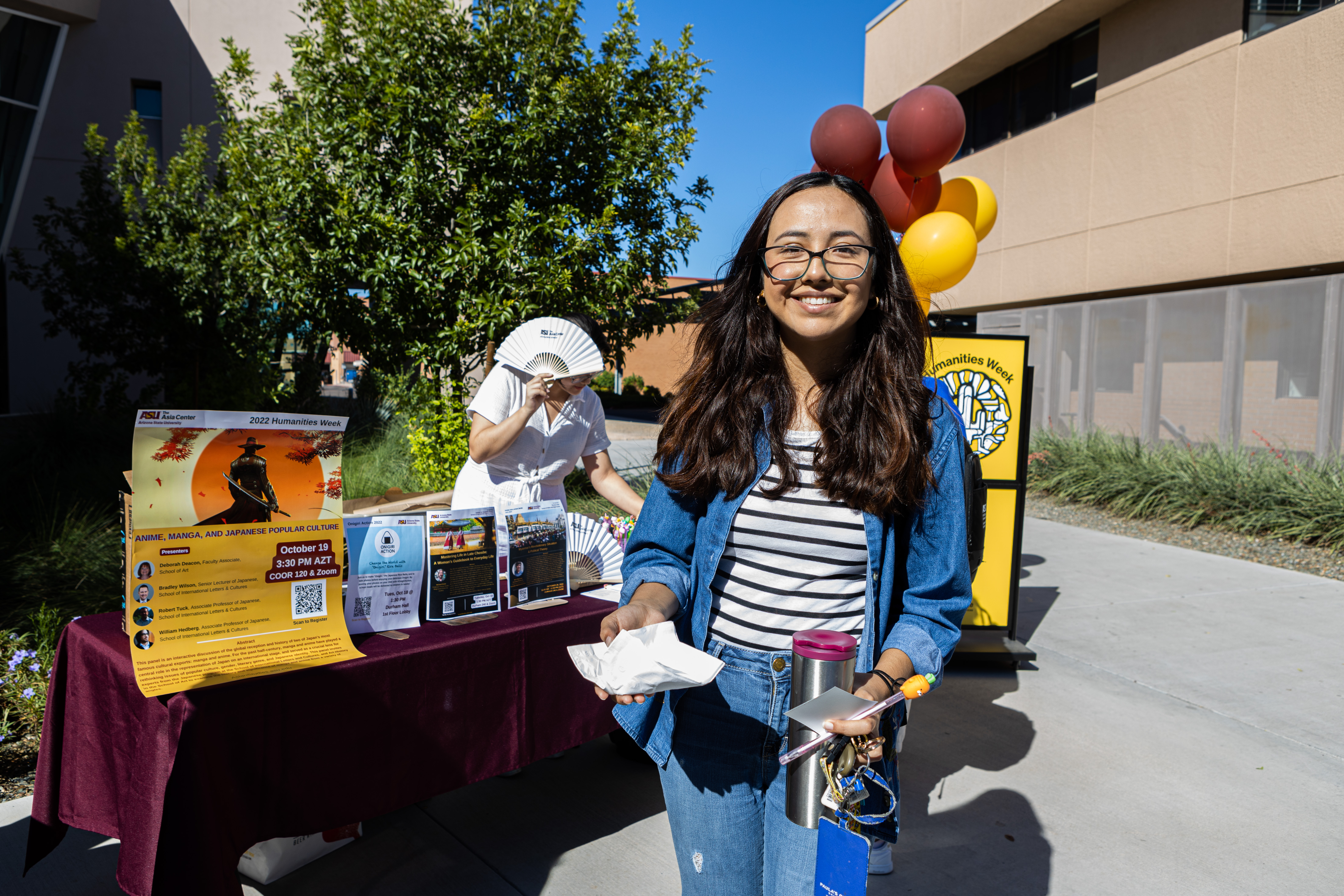 A student smiling at Humanities Week